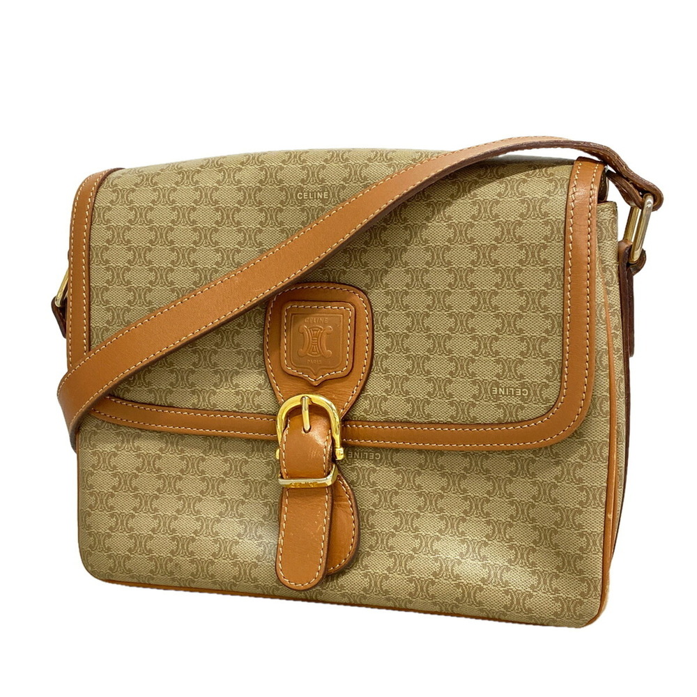 Celine Macadam Shoulder Bag, Brown/Beige, Women's